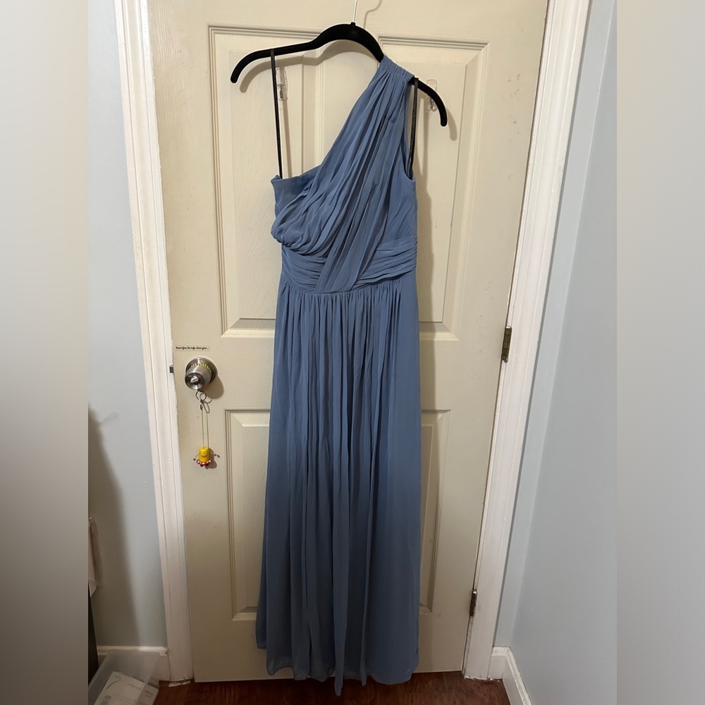 Blue one shoulder dress